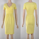 Women V neck Cotton Jersey Maternity Dress-Yellow-S-JadeMoghul Inc.