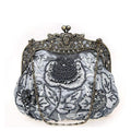 Women Victorian Silk Clutch With Heavy Floral Beaded Embroidery-grey-JadeMoghul Inc.