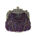 Women Victorian Silk Clutch With Heavy Floral Beaded Embroidery-purple-JadeMoghul Inc.