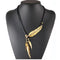 Women Vintage Feather Statement Necklace With Leather Rope Chain