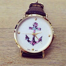 Women Vintage Flower Anchor Quartz Wrist Watch