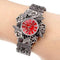 Women Vintage Flowers stainless steel Cuff Bracelet Watch
