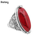 Women Vintage Oval Natural Stone Ring