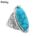 Women Vintage Oval Natural Stone Ring