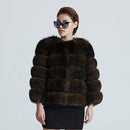 Women Warm 100 % Real Fox Fur Coat-Imitate Sable Color-L-JadeMoghul Inc.