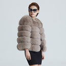 Women Warm 100 % Real Fox Fur Coat-Khaki-L-JadeMoghul Inc.