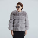 Women Warm 100 % Real Fox Fur Coat-Light Grey-L-JadeMoghul Inc.