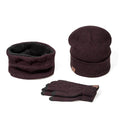 Women Warm Hat , Scarf And Glove Set-Coffee-JadeMoghul Inc.