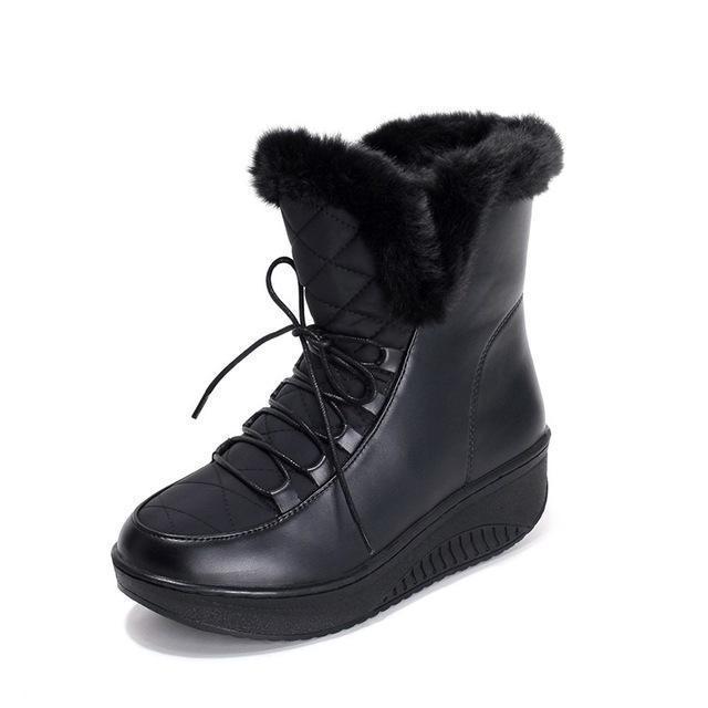 Women Waterproof Ankle Length Platform Snow Shoes /Boots-Black-4-JadeMoghul Inc.