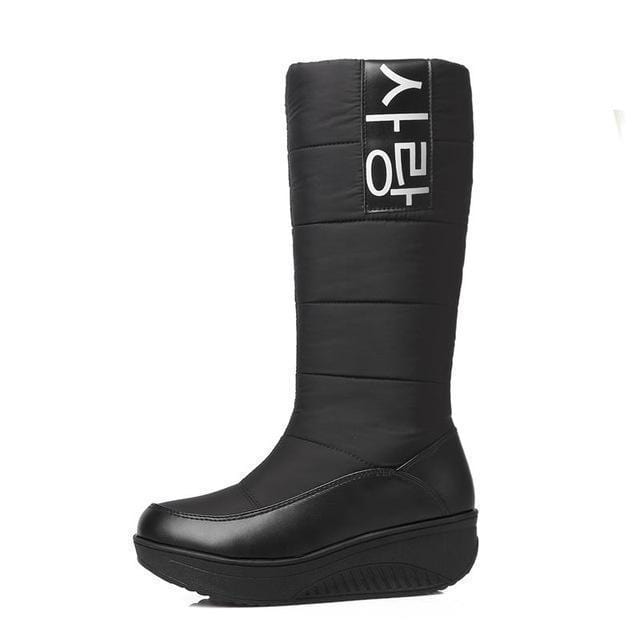 Women Waterproof Knee Length Platform Snow Shoes /Boots-Black-4-JadeMoghul Inc.