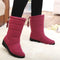 Women Waterproof Mid Calf Length Boots With Draw String Closure