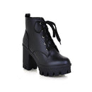Women Winter Ankle Length Lace Up Boots-Black-4-JadeMoghul Inc.