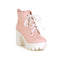 Women Winter Ankle Length Lace Up Boots-Pink-4-JadeMoghul Inc.