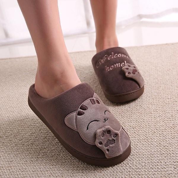 Women Winter Home Slippers Cartoon Cat Shoes Non-slip Soft Winter Warm House Slippers Indoor Bedroom Lovers Couples Floor Shoes-black-11-JadeMoghul Inc.