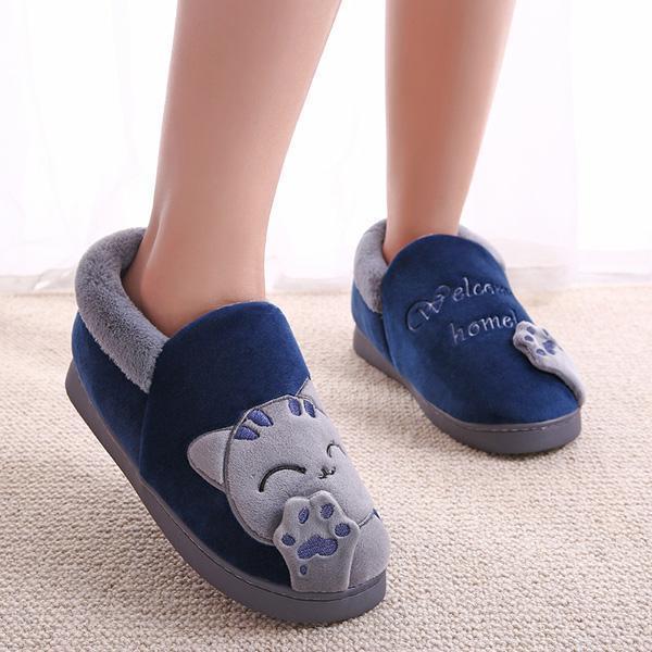 Women Winter Home Slippers Cartoon Cat Shoes Non-slip Soft Winter Warm House Slippers Indoor Bedroom Lovers Couples Floor Shoes-blue top-11-JadeMoghul Inc.