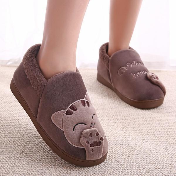 Women Winter Home Slippers Cartoon Cat Shoes Non-slip Soft Winter Warm House Slippers Indoor Bedroom Lovers Couples Floor Shoes-brown top-11-JadeMoghul Inc.