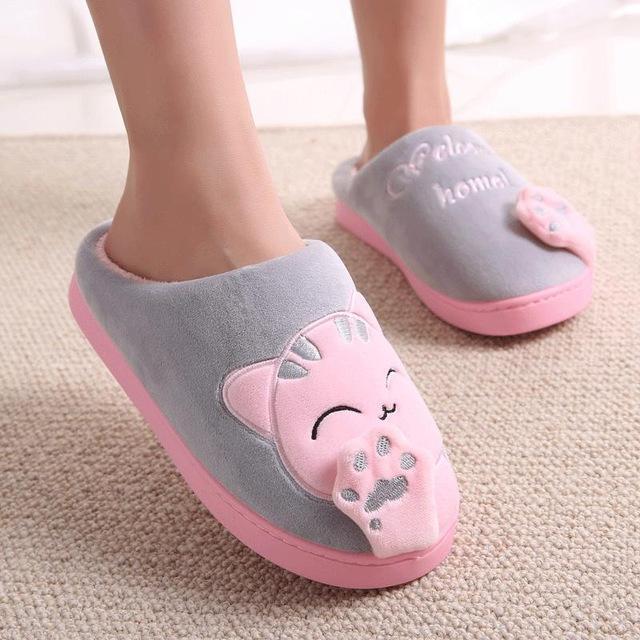 Women Winter Home Slippers Cartoon Cat Shoes Non-slip Soft Winter Warm House Slippers Indoor Bedroom Lovers Couples Floor Shoes-gary-11-JadeMoghul Inc.