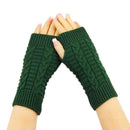 Women Wool Cable Knit Arm Length Winter Gloves