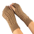 Women Wool Cable Knit Arm Length Winter Gloves