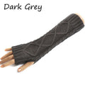Women Wool Cable Knit Arm Length Winter Gloves-Dark Grey-One Size-JadeMoghul Inc.