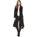 Women Wool Long Black Trench Slim Blazer Dress