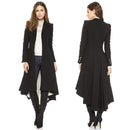 Women Wool Long Black Trench Slim Blazer Dress