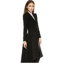 Women Wool Long Black Trench Slim Blazer Dress