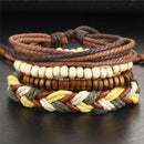 Women Wrap Leather/ Jute Braid And Bead Bracelet Set