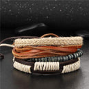 Women Wrap Leather/ Jute Braid And Bead Bracelet Set