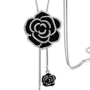 Women Zircon silver And Gold Plated Statement Long Necklace-Black Rose-JadeMoghul Inc.