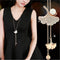 Women Zircon silver And Gold Plated Statement Long Necklace-Ginkgo Gold-JadeMoghul Inc.