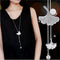 Women Zircon silver And Gold Plated Statement Long Necklace-Ginkgo Silver-JadeMoghul Inc.