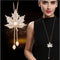 Women Zircon silver And Gold Plated Statement Long Necklace-Maple Leaf Gold-JadeMoghul Inc.