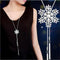 Women Zircon silver And Gold Plated Statement Long Necklace-Snowflake with Pearl-JadeMoghul Inc.