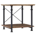 Wood And Iron End Table With X-Style Framing , Brown And Black-Side Tables and End Tables-Brown and Black-MDF & Iron-JadeMoghul Inc.