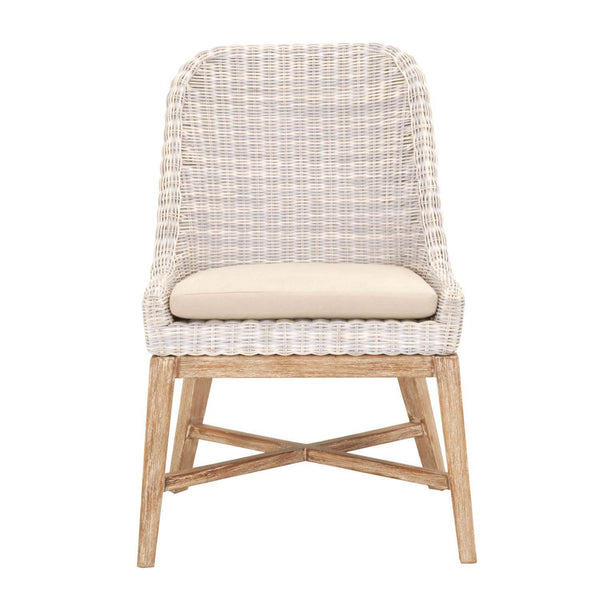 Wood And Loom Dining Chair With "X" Stretcher Base Design, Multi, Set Of Two-Dining Chairs-Multicolor-Mahogany Wood Loom and Fabric-JadeMoghul Inc.