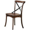 Wood and Metal Side Chair with X-Style Back Design, Set of 2, Dark Oak Brown-Accent Chairs-Brown-Wood and Metal-JadeMoghul Inc.