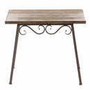 Wood And Metal Table, Brown-Coffee Tables-Brown-Wood/Metal-JadeMoghul Inc.