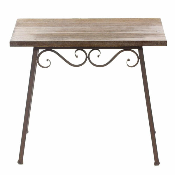 Wood And Metal Table, Brown-Coffee Tables-Brown-Wood/Metal-JadeMoghul Inc.