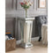 Wood and Mirror Pedestal Stand With Faux Crystals, Silver-Living Room Furniture-Silver-Mirror Glass Fuax Crystals and Wood-JadeMoghul Inc.