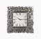 Wood and Mirror Wall Clock with Glass Crystal Gems, Clear and Black-Wall Clocks-Clear and Black-Glass, Faux Crystals, Metal & Composite Wood-JadeMoghul Inc.