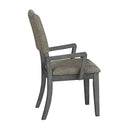 Wood Arm Chair With Covered Seat and Back, Set of 2, Gray-Dining Chairs-Gray-Wood-JadeMoghul Inc.