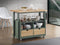 Three Drawer Wooden Kitchen Cart with Open Compartment, Brown and Green