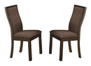 Wood & Fabric Dining Side Chair With Curved Back Rest, Set Of 2-Dining Chairs-Dark Brown-Wood & Fabric-JadeMoghul Inc.