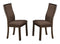 Wood & Fabric Dining Side Chair With Curved Back Rest, Set Of 2-Dining Chairs-Dark Brown-Wood & Fabric-JadeMoghul Inc.