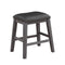 Wood & Leather CoUnter Height Stool with Nail head Trim, Set of 2, Black & Gray-ACCENT STOOLS-Gray & Black-Wood & Leather-JadeMoghul Inc.