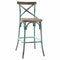 Wood & metal Bar Height Chair with X-Style Panel back, Antique Turquoise-Bar Chairs-Antique Turquoise-Wood & Metal-JadeMoghul Inc.