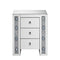 Wood & Mirror Nightstand with Agate Inserts, Silver-Bedroom Furniture-Silver-Wood & Mirror-JadeMoghul Inc.