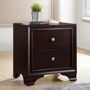 Wood Nightstand With 2 Drawers in Espresso Brown