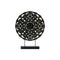 Wood Round Floral Wheel Ornament on Rectangular Stand in LG Matte Finish, Black-Home Accent-Black-Wood-JadeMoghul Inc.